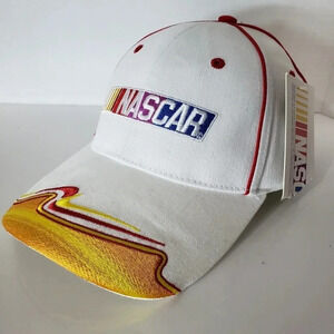 NWT,Nascar Racing Mens White/Multi-colored Velcro Strap closure  Ball Cap.